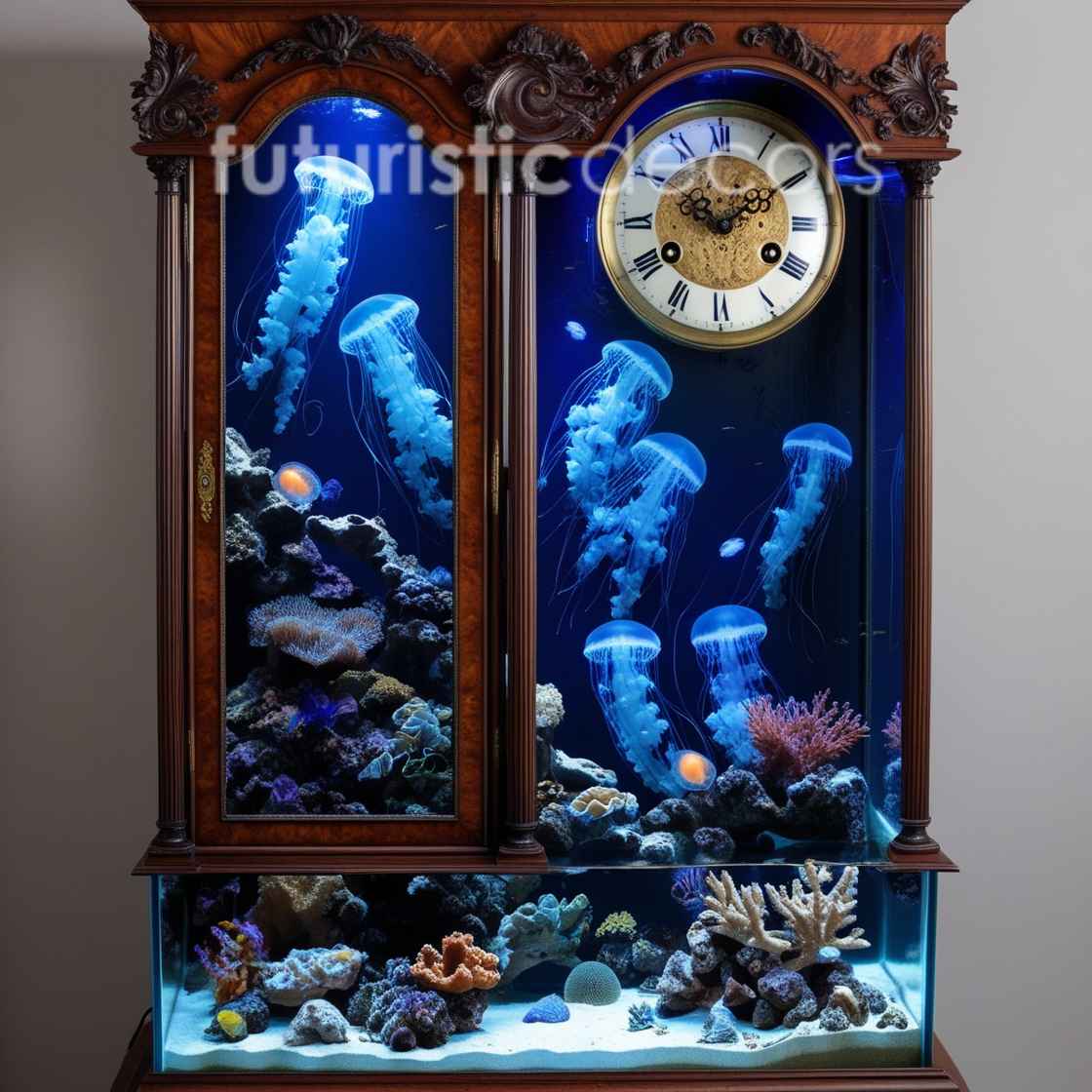 Jellyfish Grandfather Clock Style Aquarium