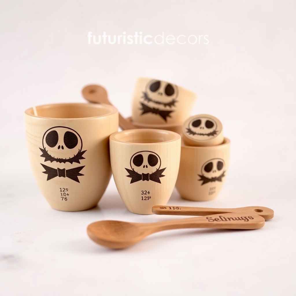 Jack Skellington Wood Burned Measuring Cup Set