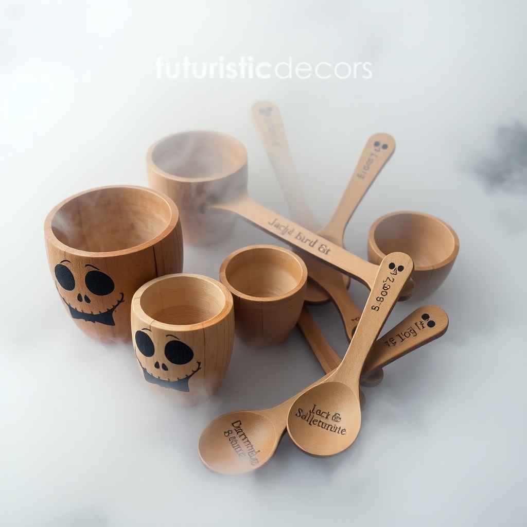 Jack Skellington Wood Burned Measuring Cup Set