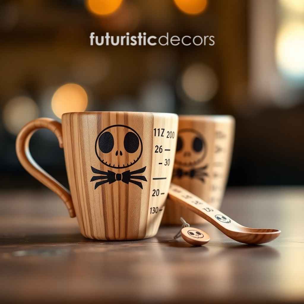 Jack Skellington Wood Burned Measuring Cup Set