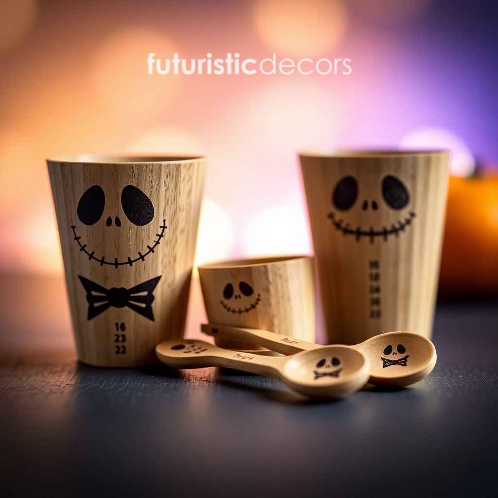 Jack Skellington Wood Burned Measuring Cup Set