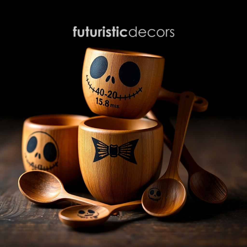 Jack Skellington Wood Burned Measuring Cup Set