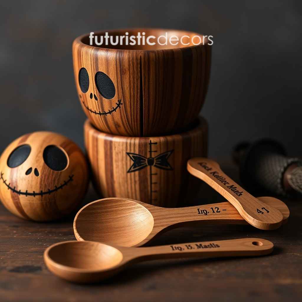 Jack Skellington Wood Burned Measuring Cup Set