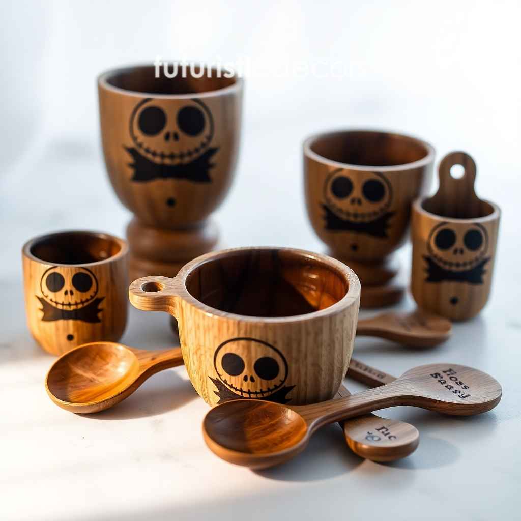 Jack Skellington Wood Burned Measuring Cup Set