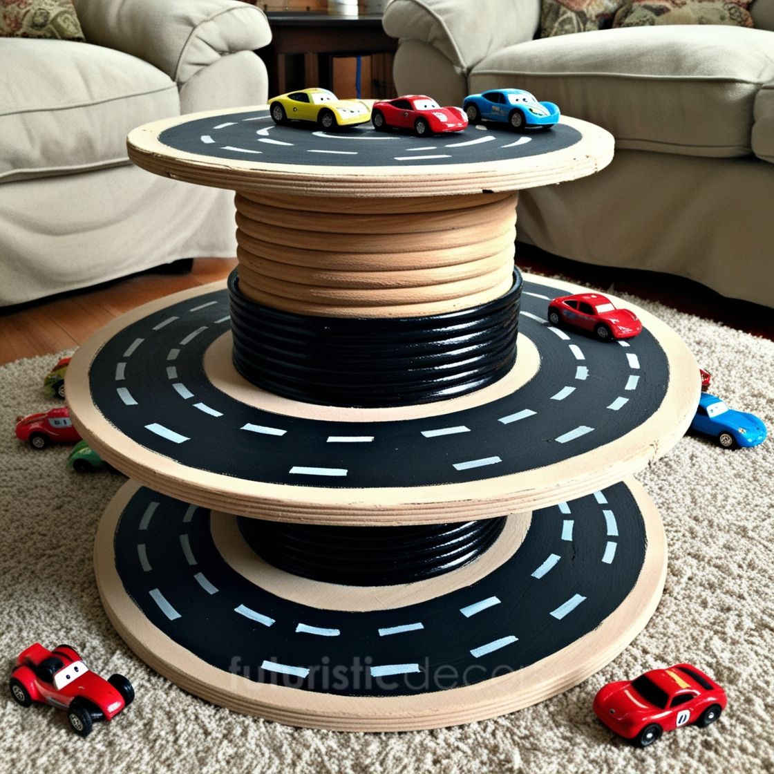 Cable Spool Race Car Playset