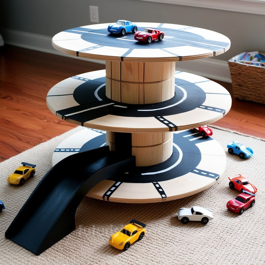 Cable Spool Race Car Playset