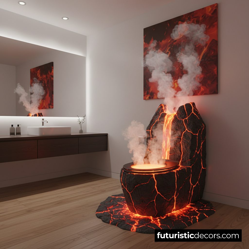 Volcano-inspired toilets