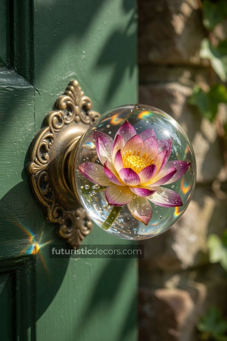 Floral Transparent Doorknobs