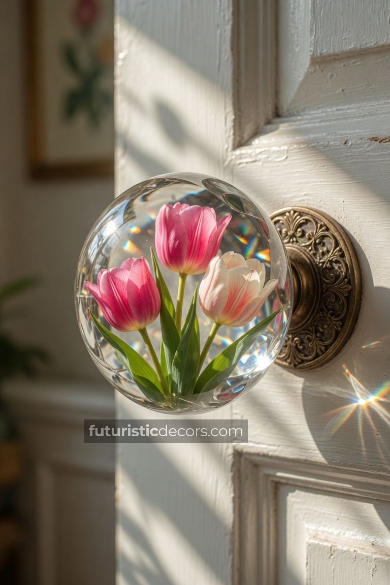 Floral Transparent Doorknobs