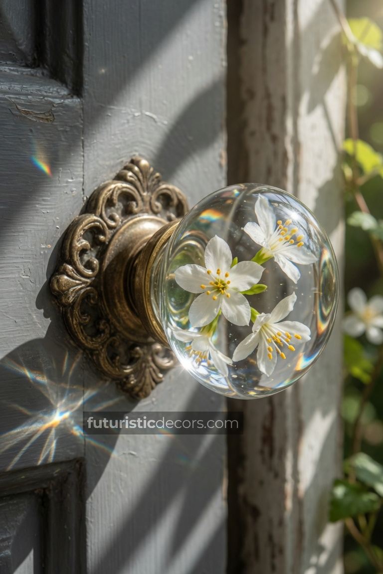 Epoxy Flower Doorknob