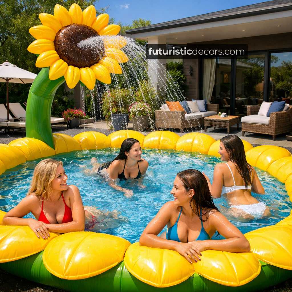 Giant Sunflower Pools: Inflatable Swimming Pool for Flower Lovers Giant Inflatable Sunflower Pool