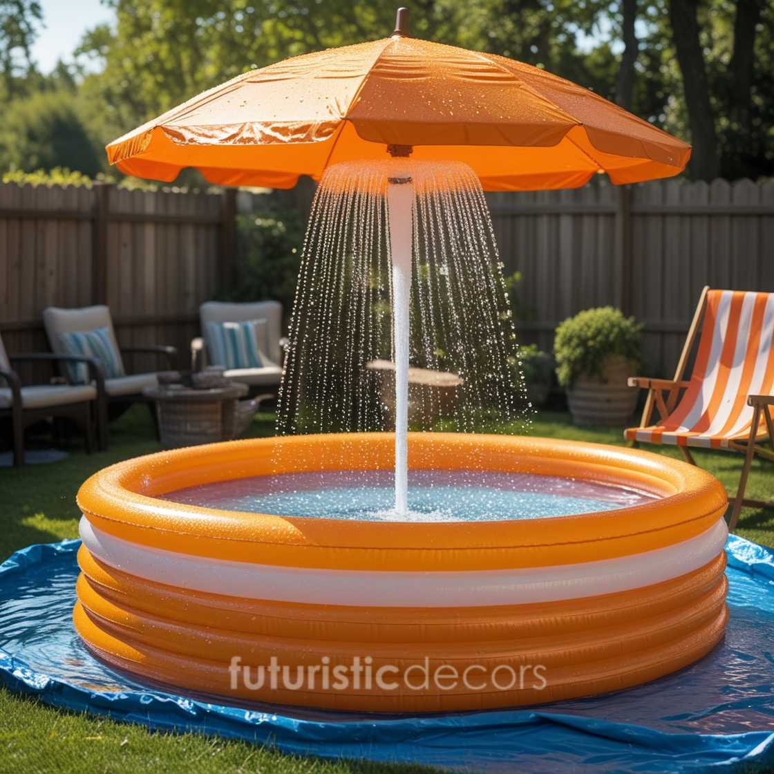 Umbrella Pool with Waterfall Showers