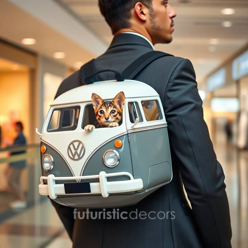 VW Bus Shaped Pet Carrier Backpack
