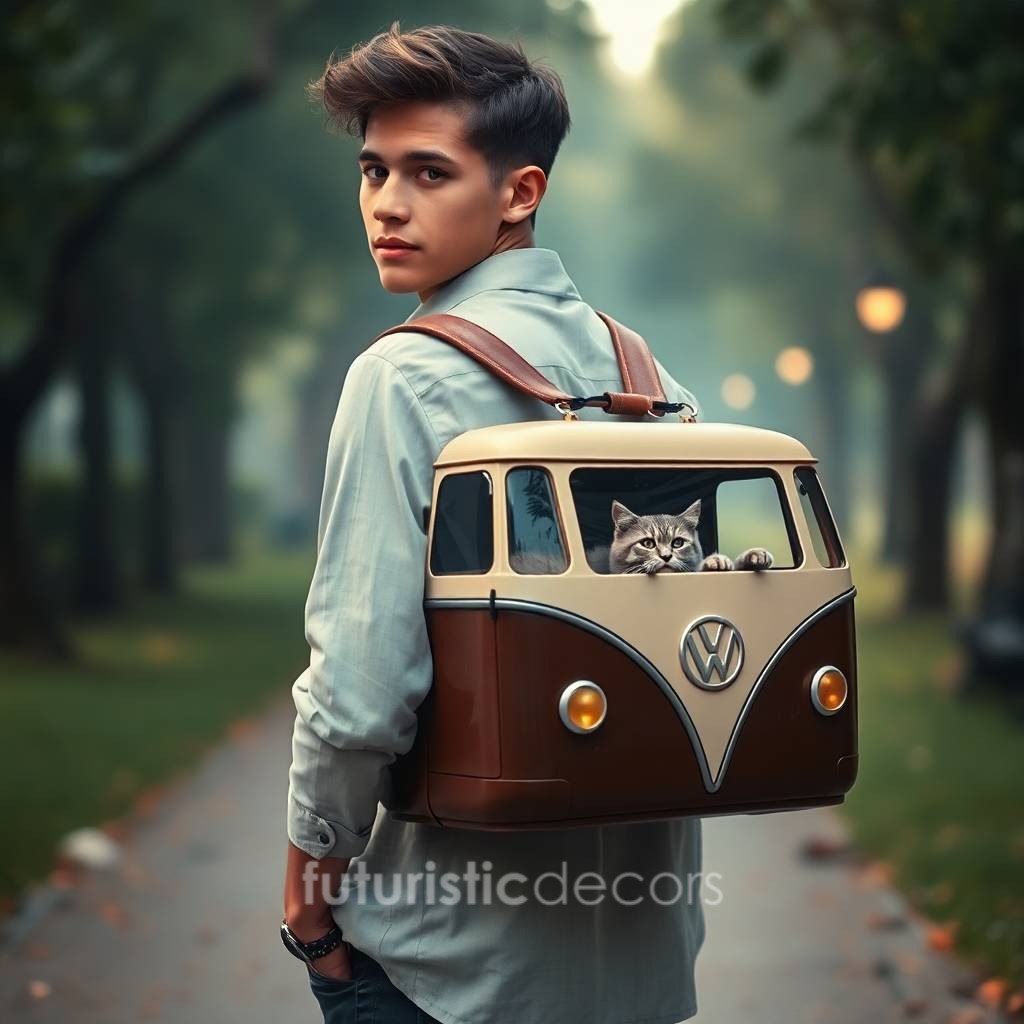 VW Bus Shaped Pet Carrier Backpack