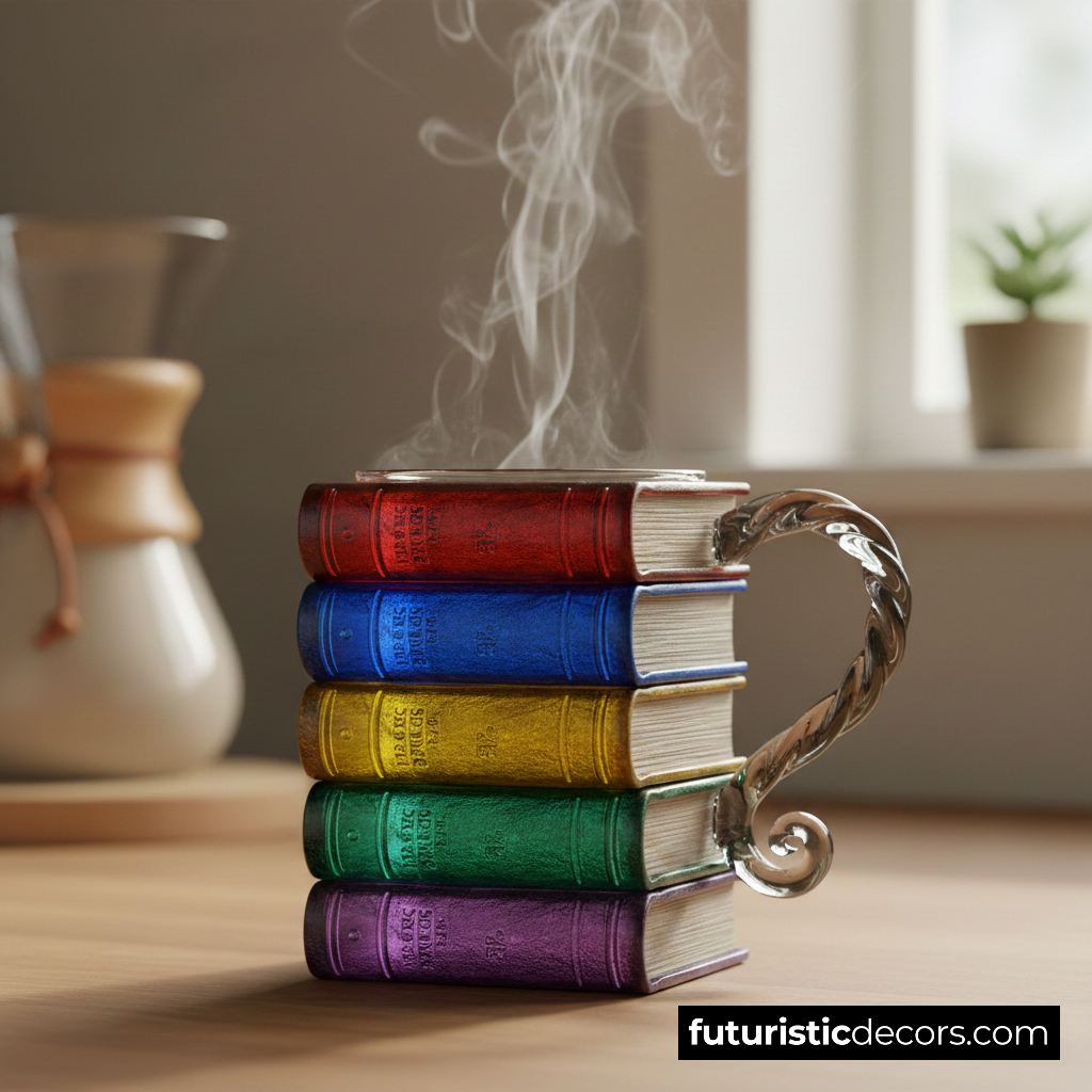 Stacked Books Shape Coffee Mug⁠