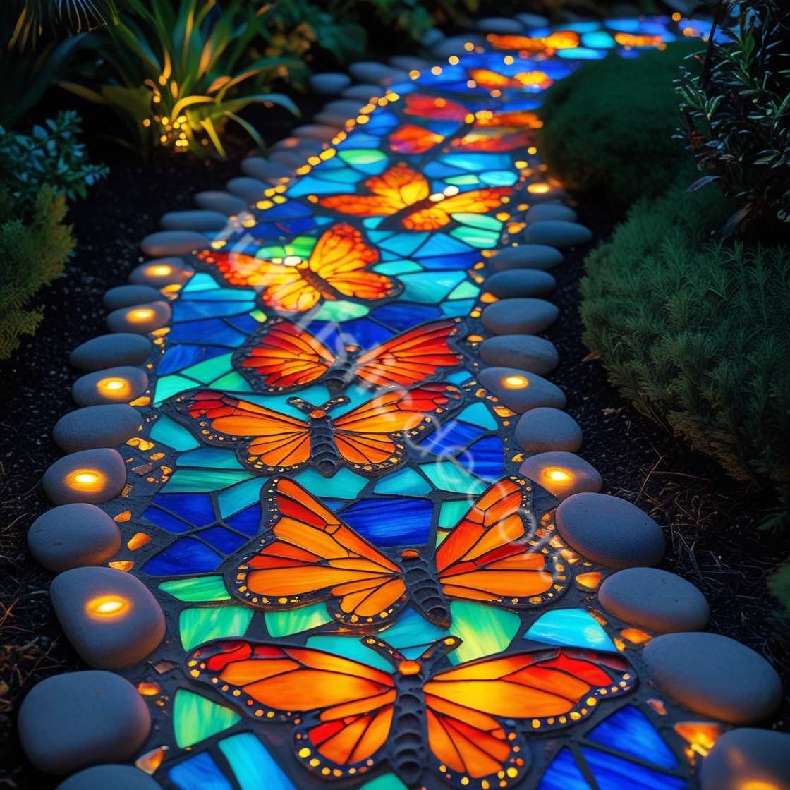 Stained Glass Butterfly Walking Path
