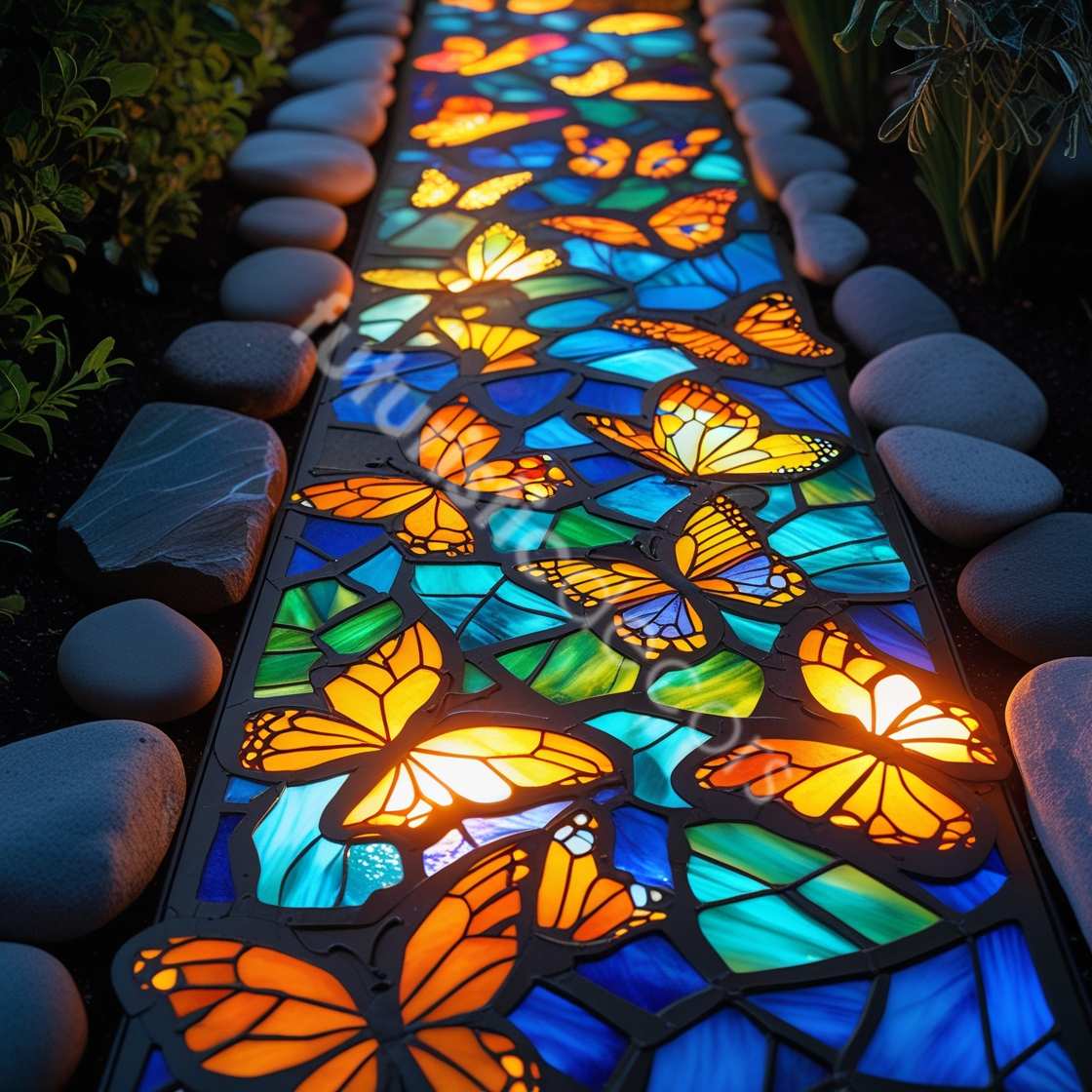 Stained Glass Butterfly Walking Path