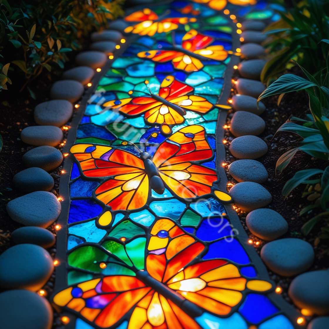 Stained Glass Butterfly Walking Path