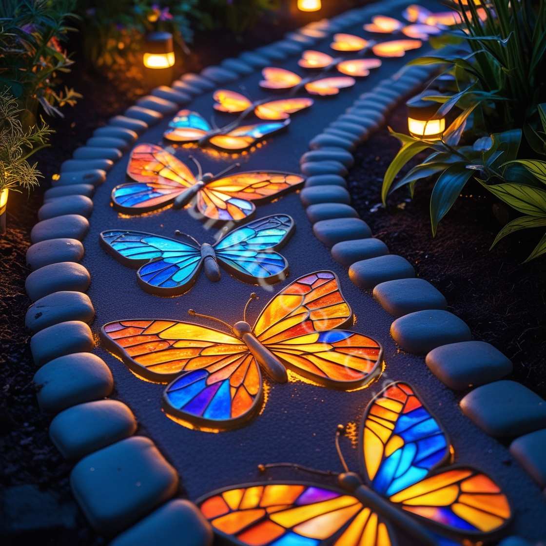 Stained Glass Butterfly Walking Path