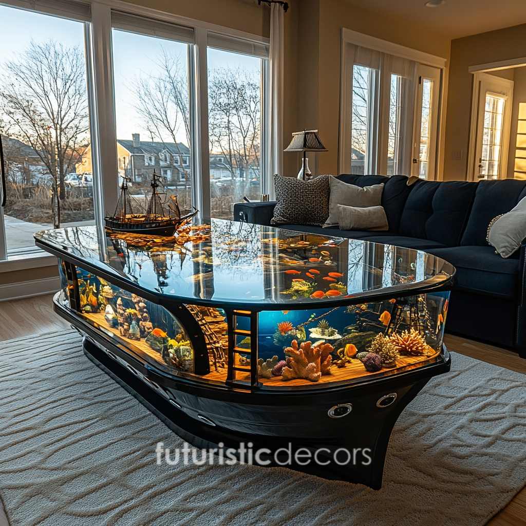 Cargo Ship Aquarium Coffee Tables