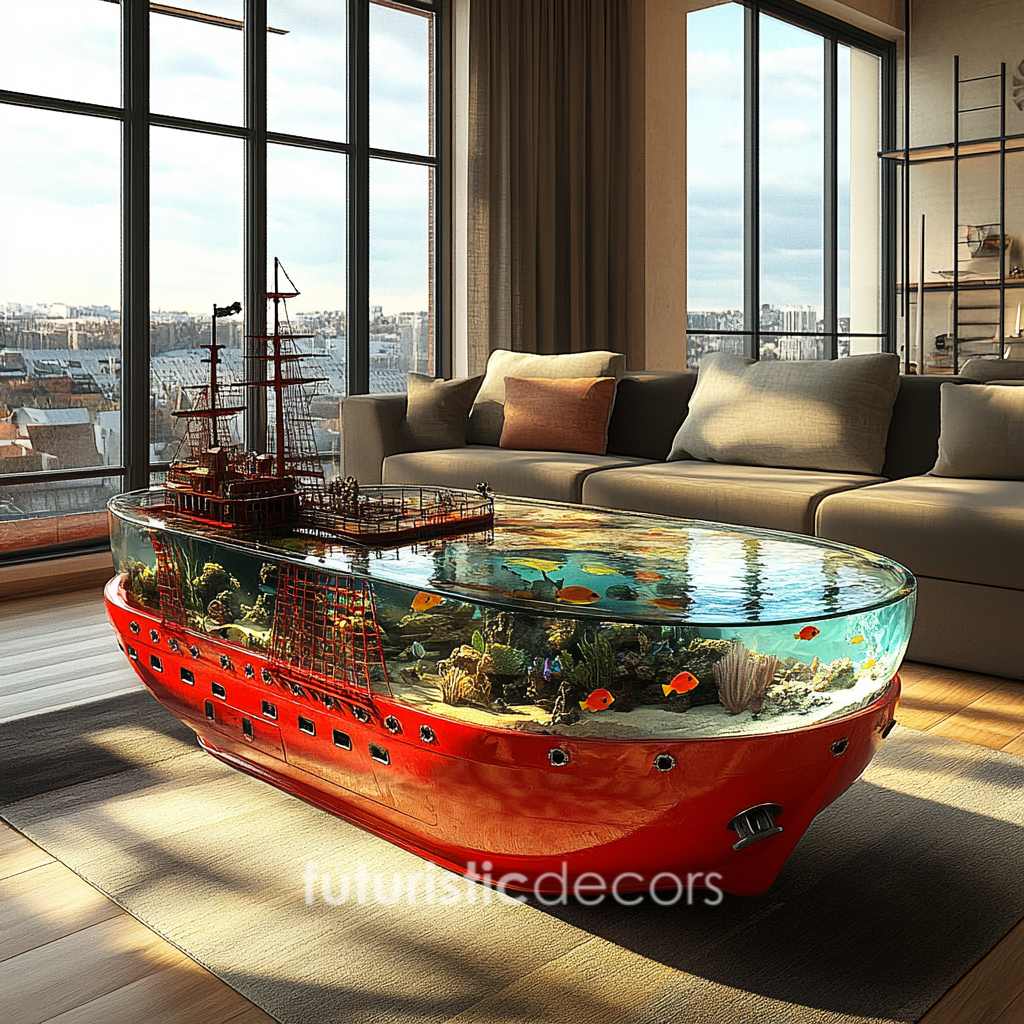 Cargo Ship Aquarium Coffee Tables