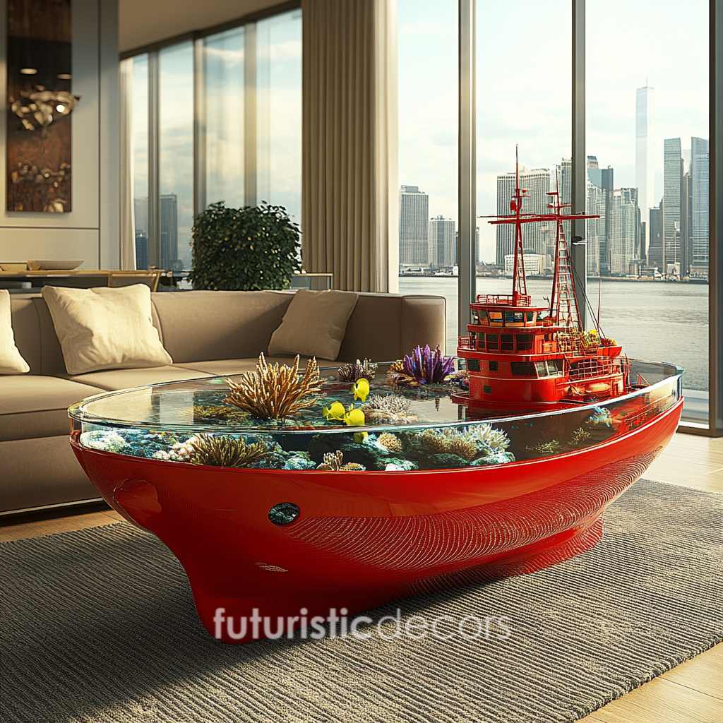 Cargo Ship Aquarium Coffee Tables