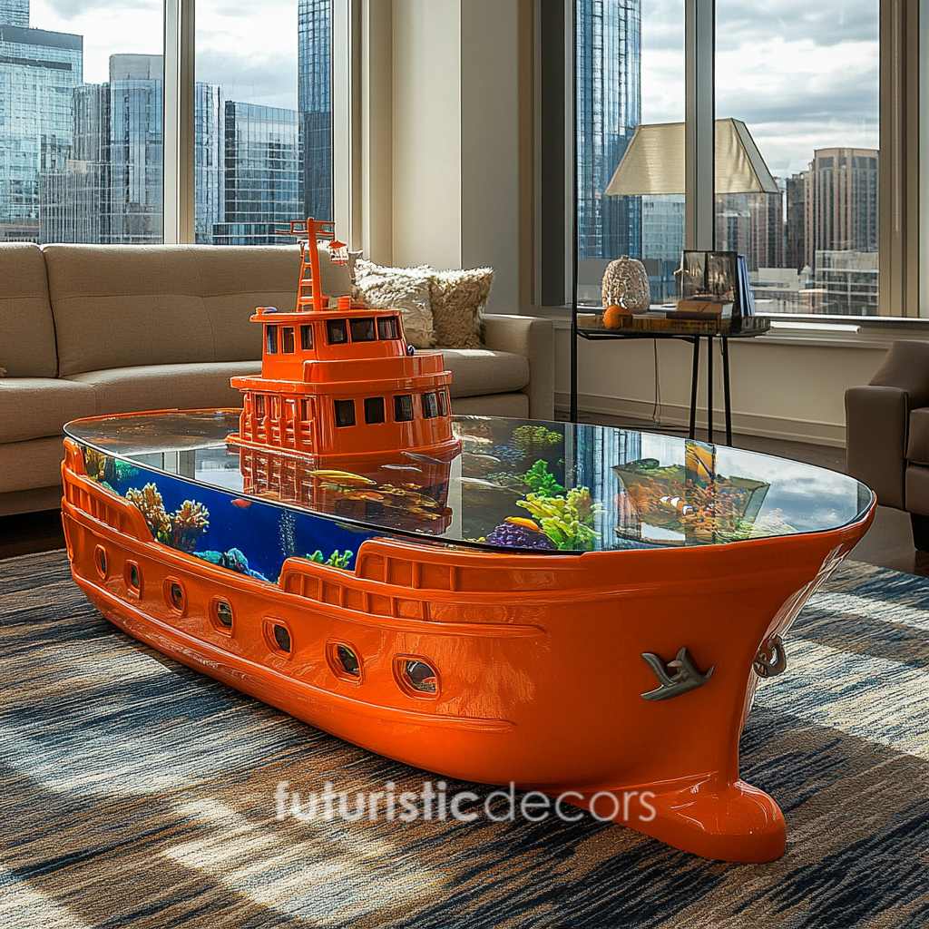 Cargo Ship Aquarium Coffee Tables