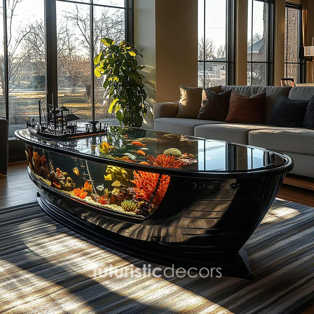Cargo Ship Aquarium Coffee Tables
