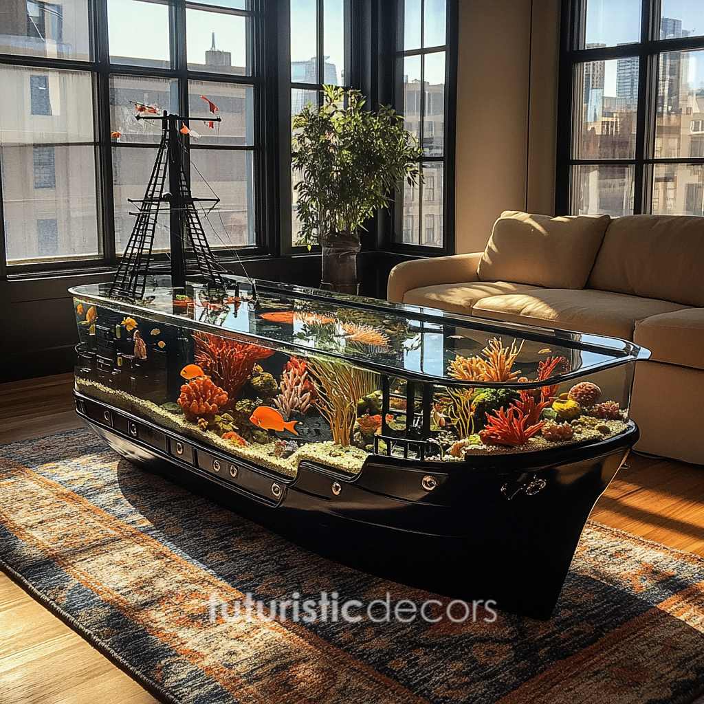 Cargo Ship Aquarium Coffee Tables