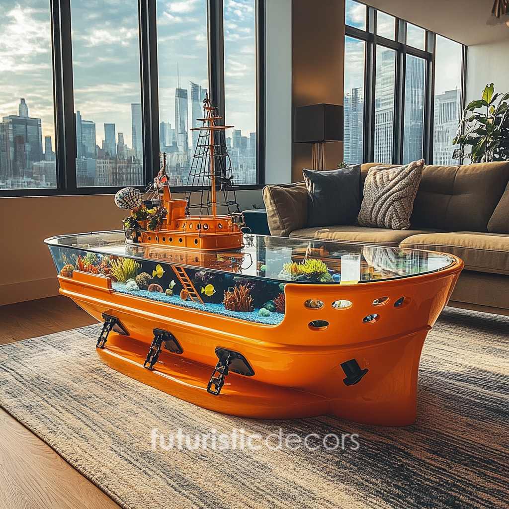 Cargo Ship Aquarium Coffee Tables