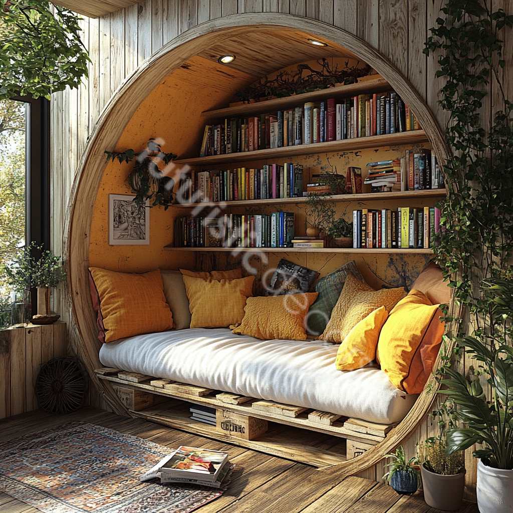 Circular Bookshelf Reading Nooks