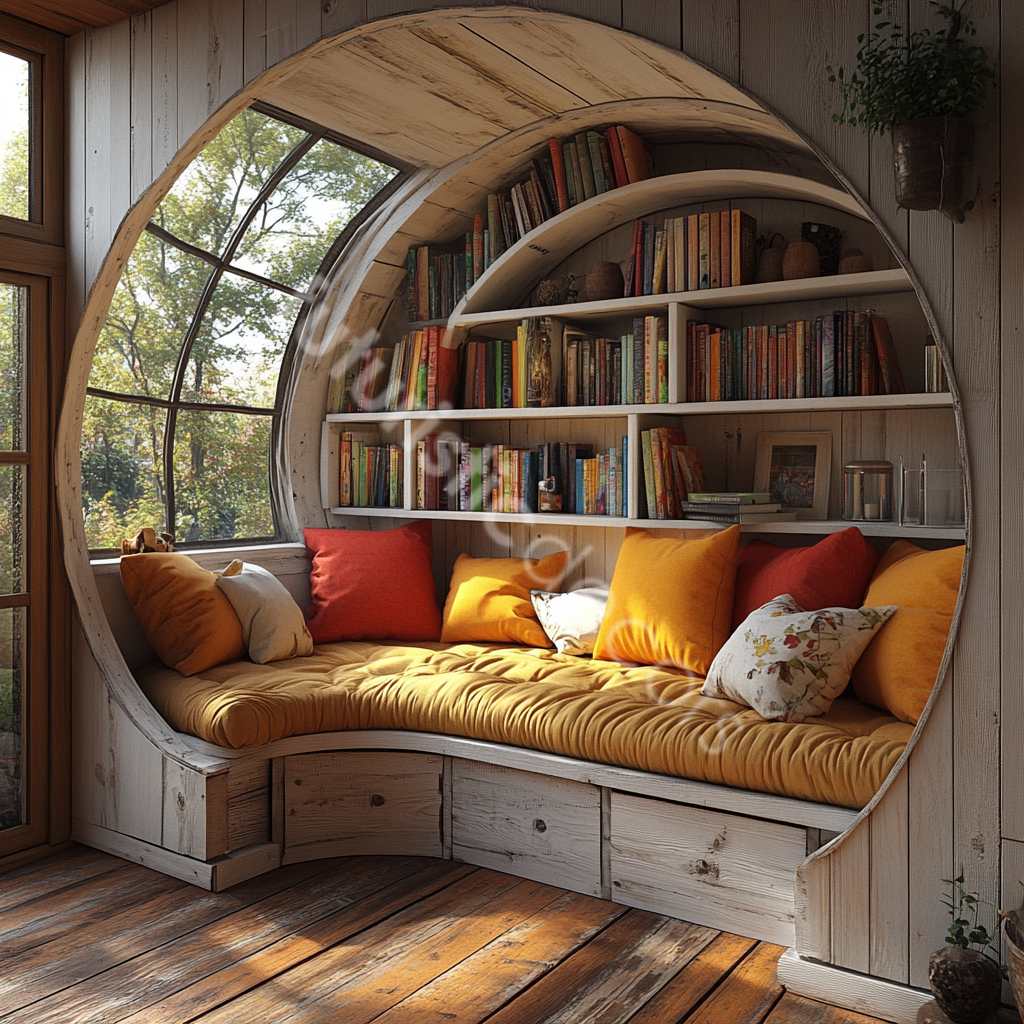 Circular Bookshelf Reading Nooks
