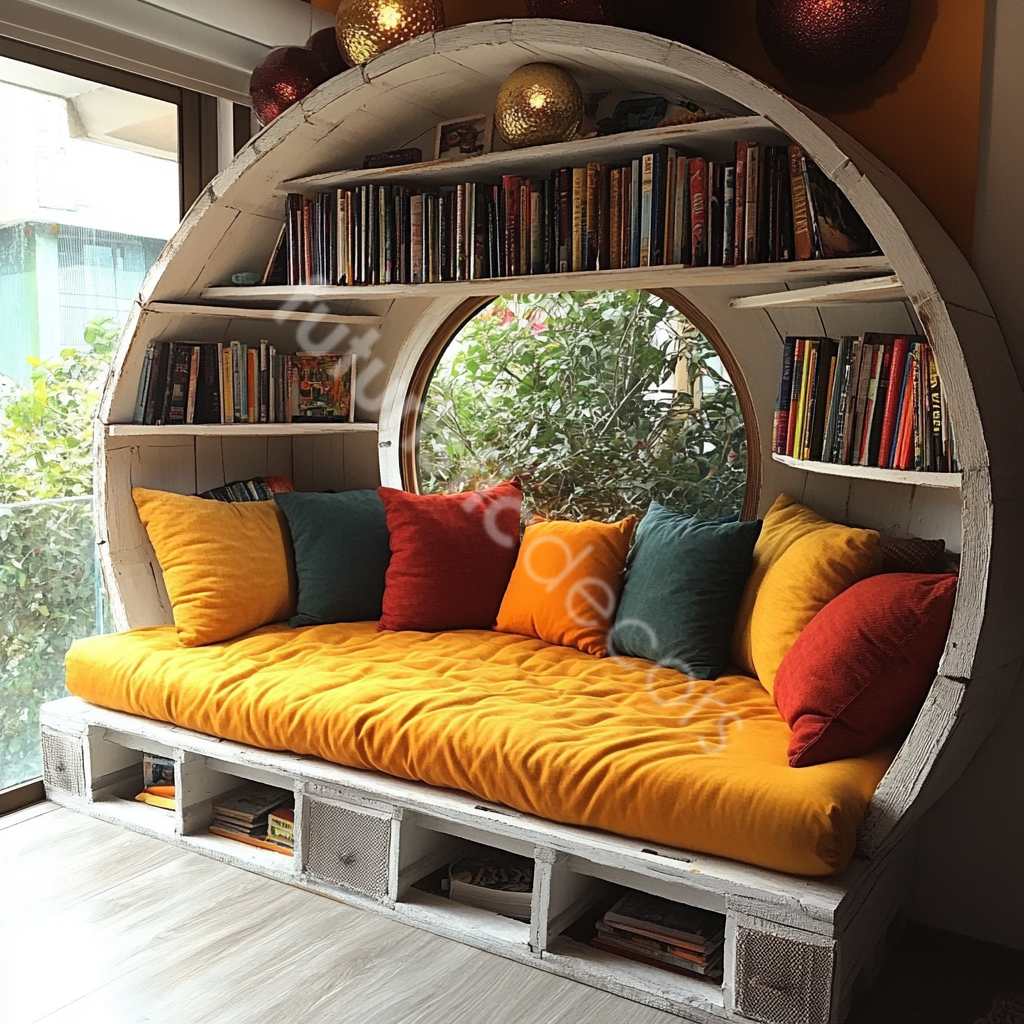Circular Bookshelf Reading Nooks