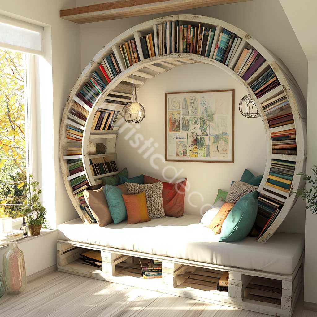 Circular Bookshelf Reading Nooks