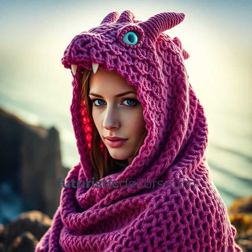 Dragon Crochet Hooded Blankets