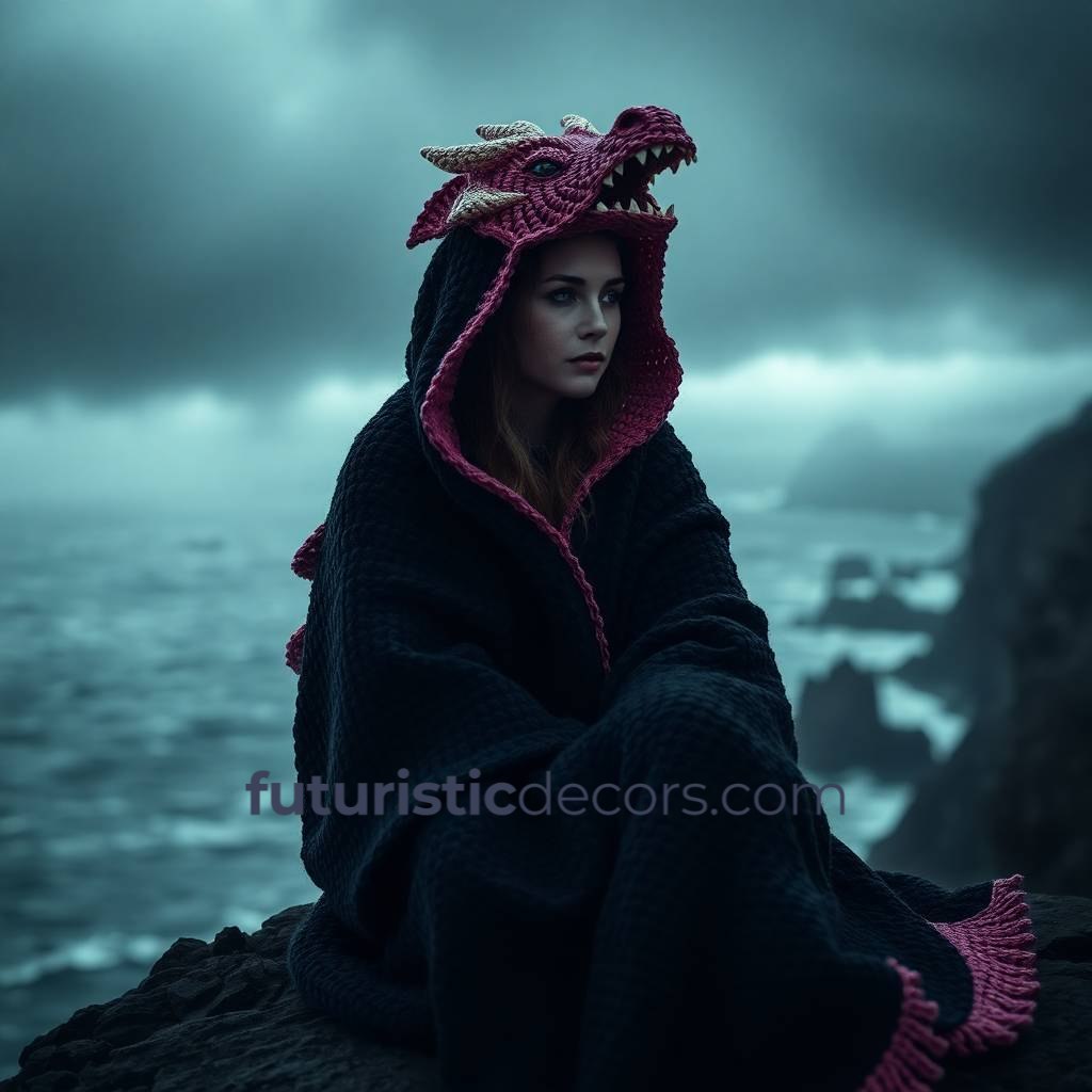 Dragon Crochet Hooded Blanket