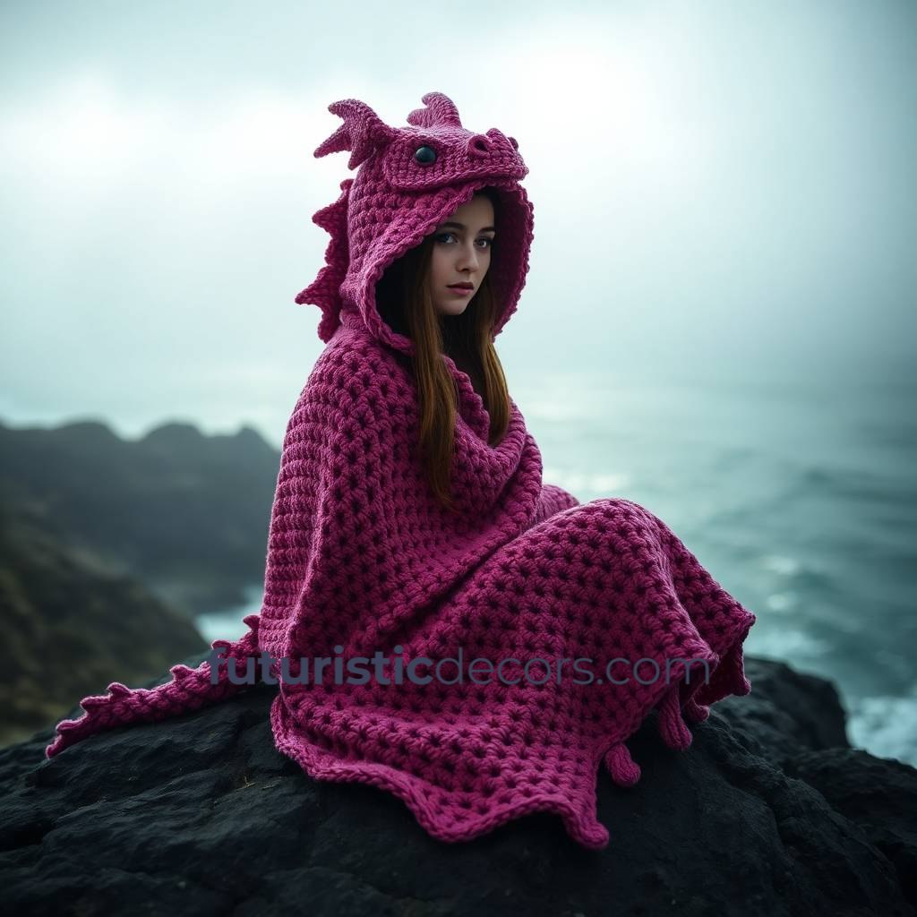Dragon Crochet Hooded Blankets