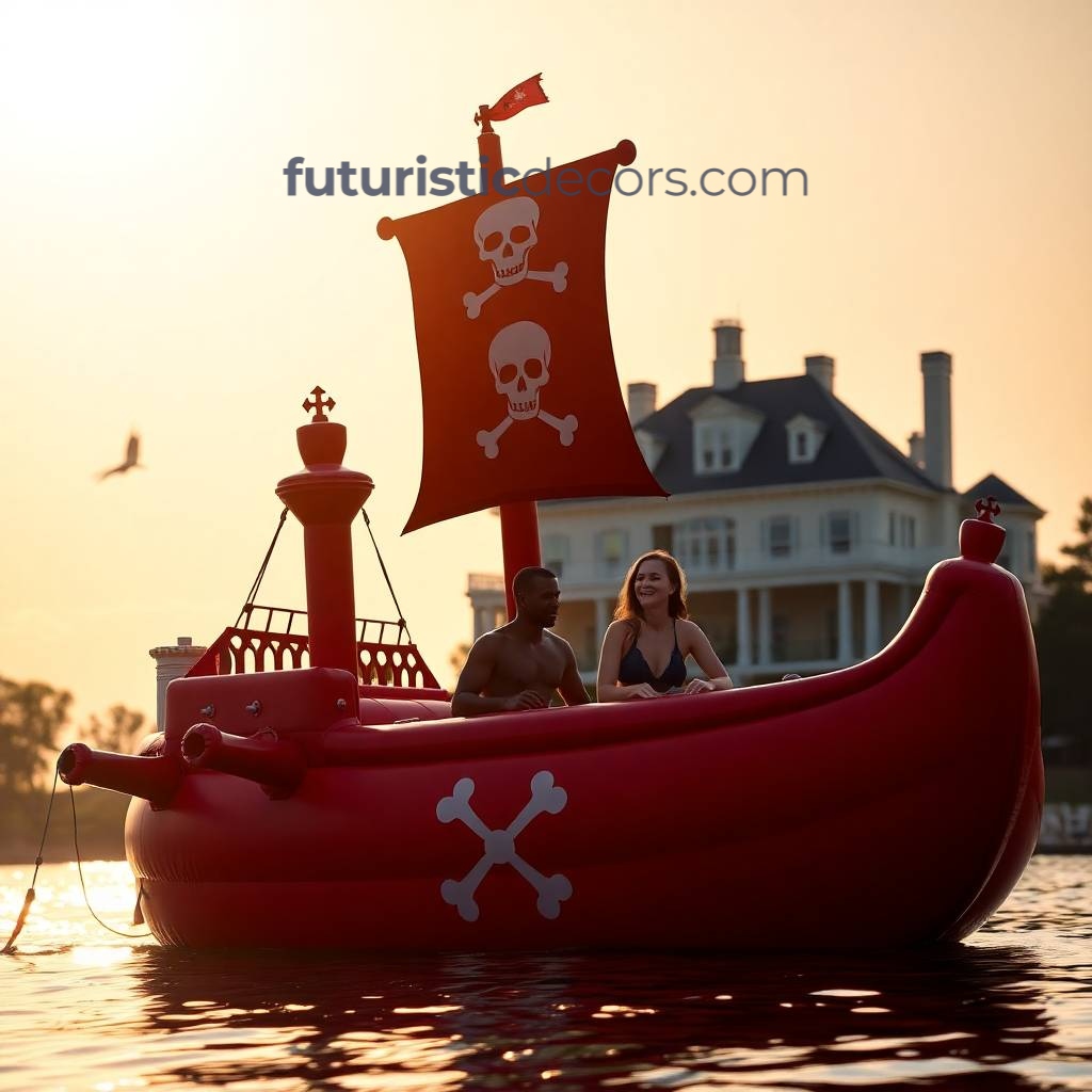Inflatable pirate ship lake floats