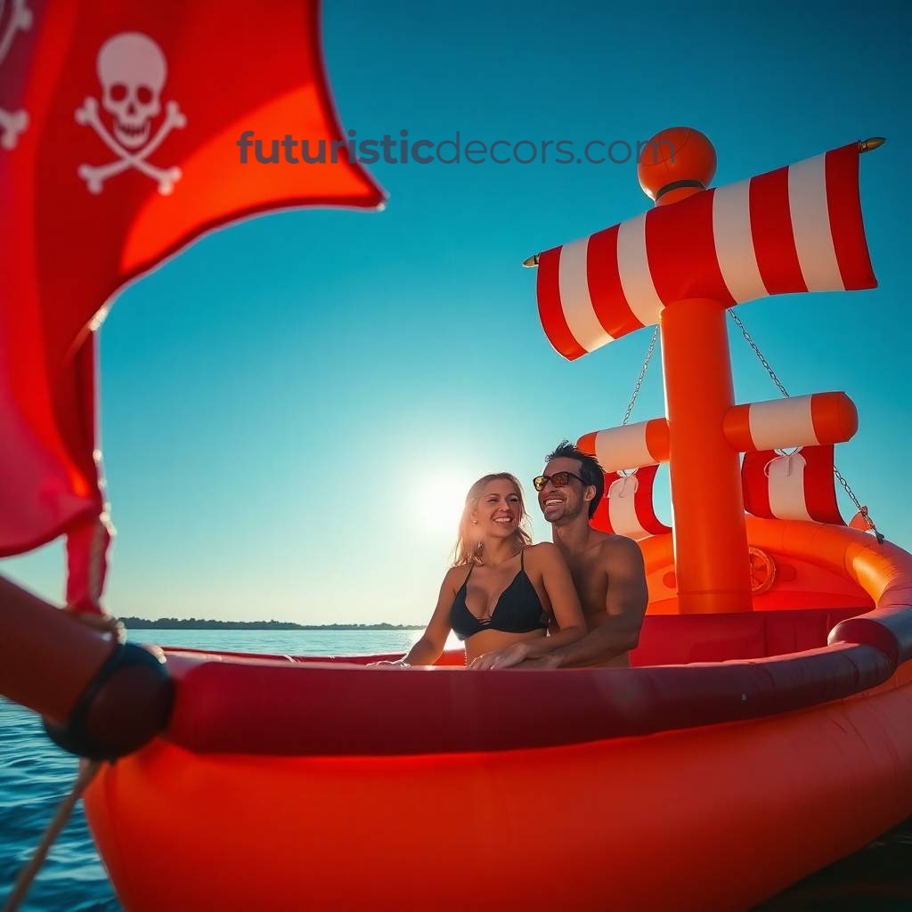 Inflatable pirate ship lake floats