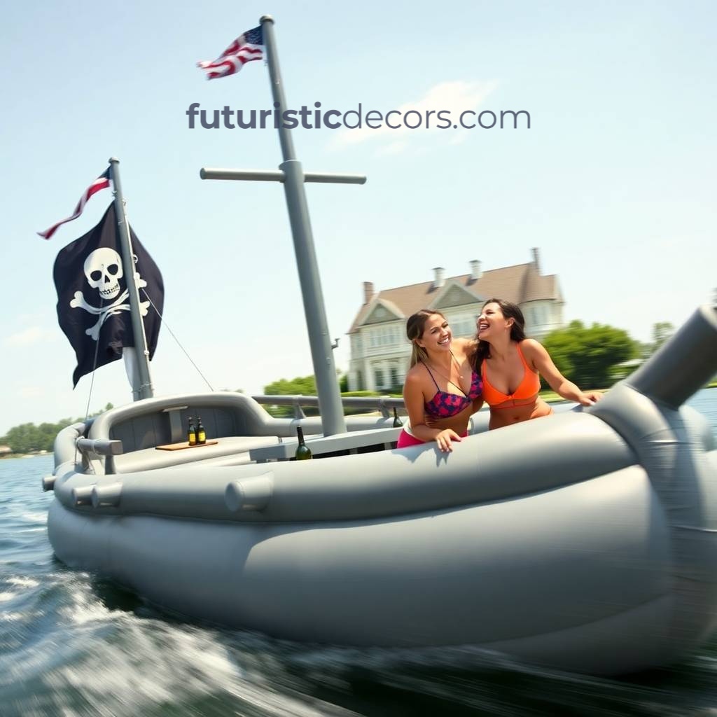 Inflatable pirate ship lake floats