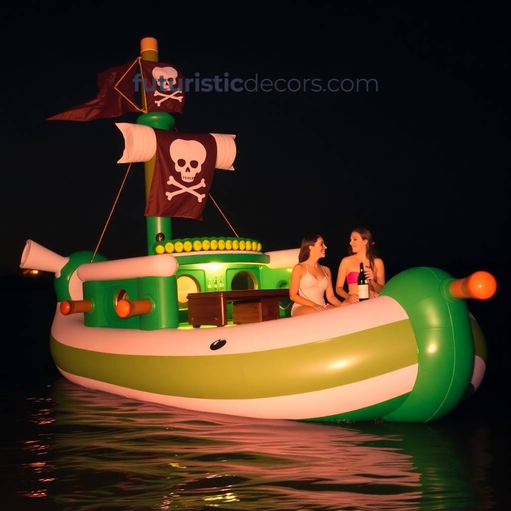 Inflatable pirate ship lake floats