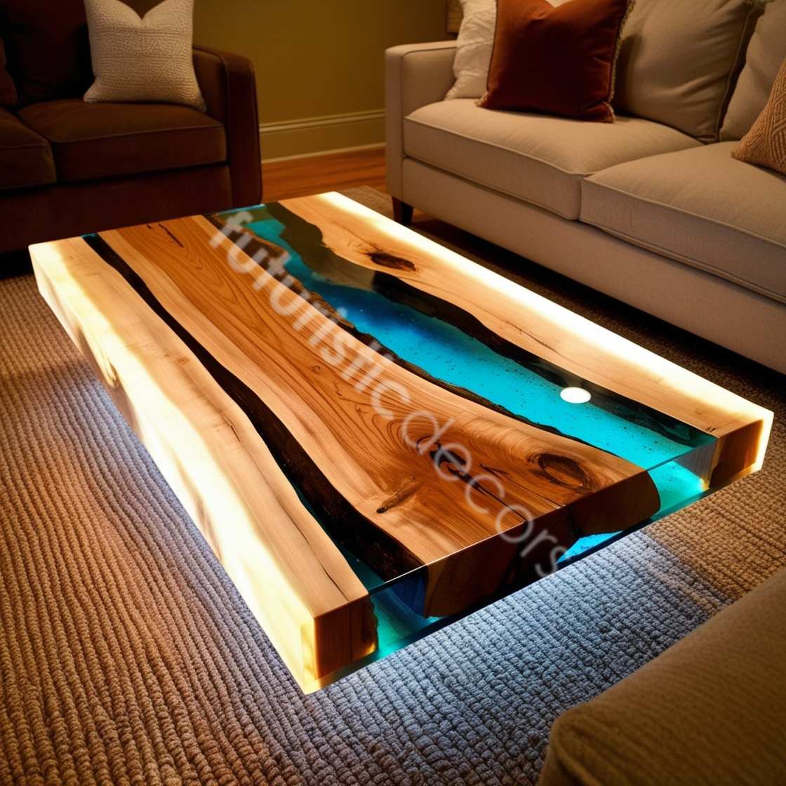 Live Edge Wood Epoxy River Table