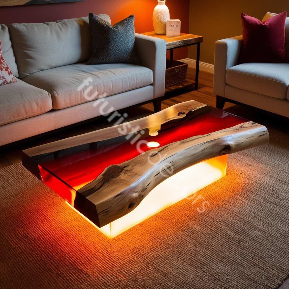 Live Edge Wood Epoxy River Table
