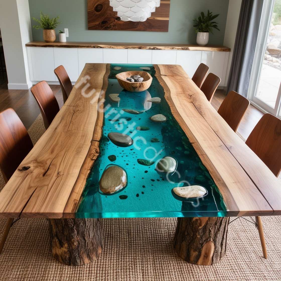 Live Edge Wood Epoxy River Table