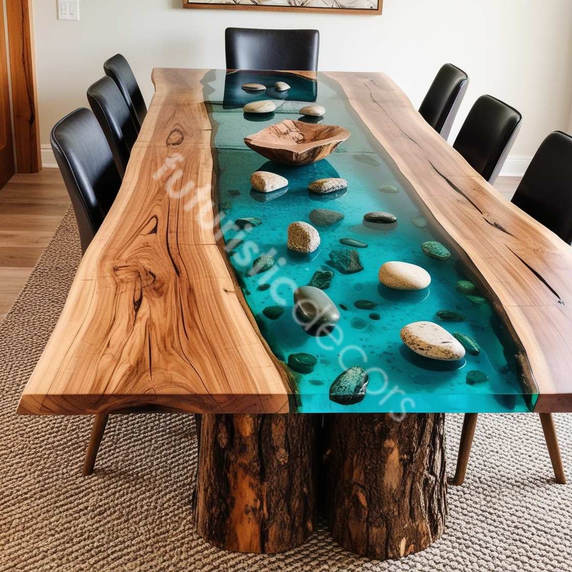 Live Edge Wood Epoxy River Table
