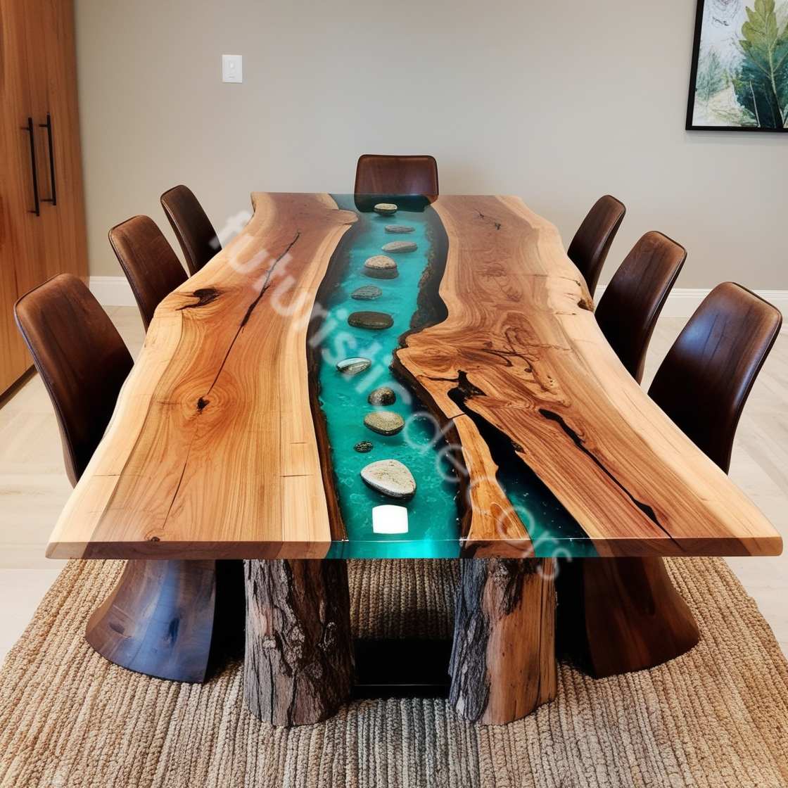 Live Edge Wood Epoxy River Table