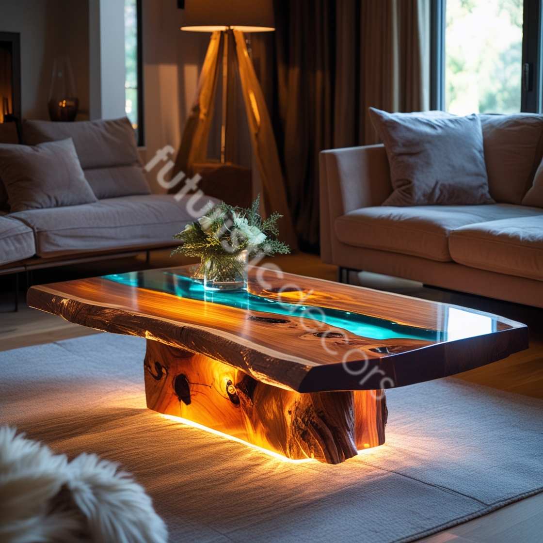 Live Edge Wood Epoxy River Table