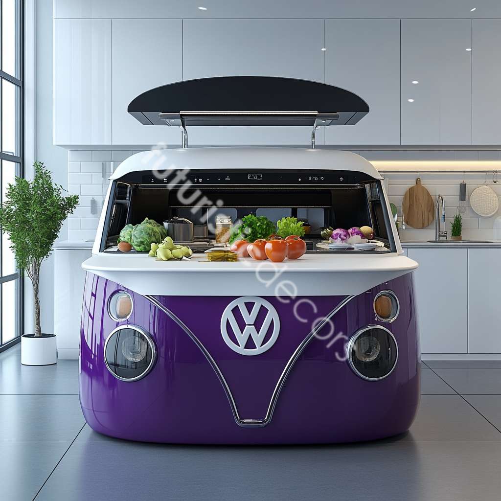 VW Bus Shaped Kitchen Island