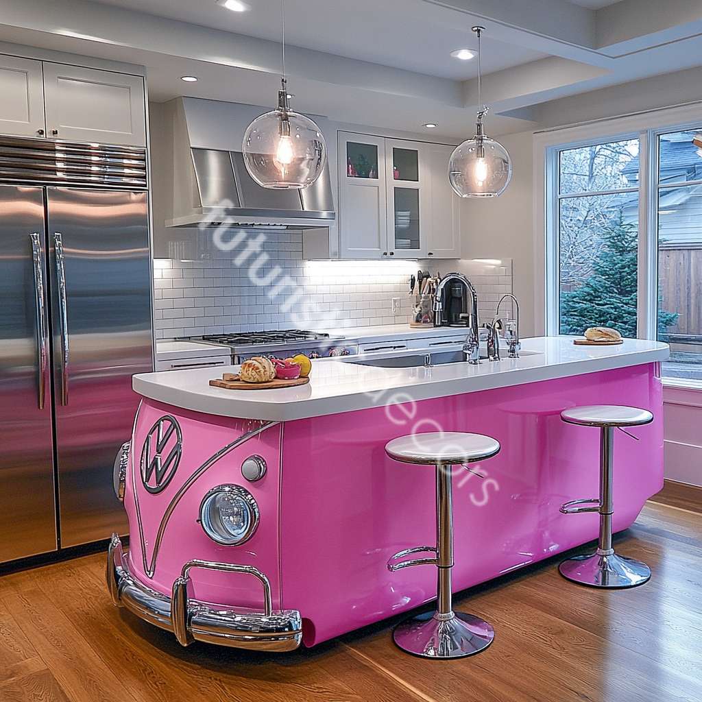 VW Bus Shaped Kitchen Island