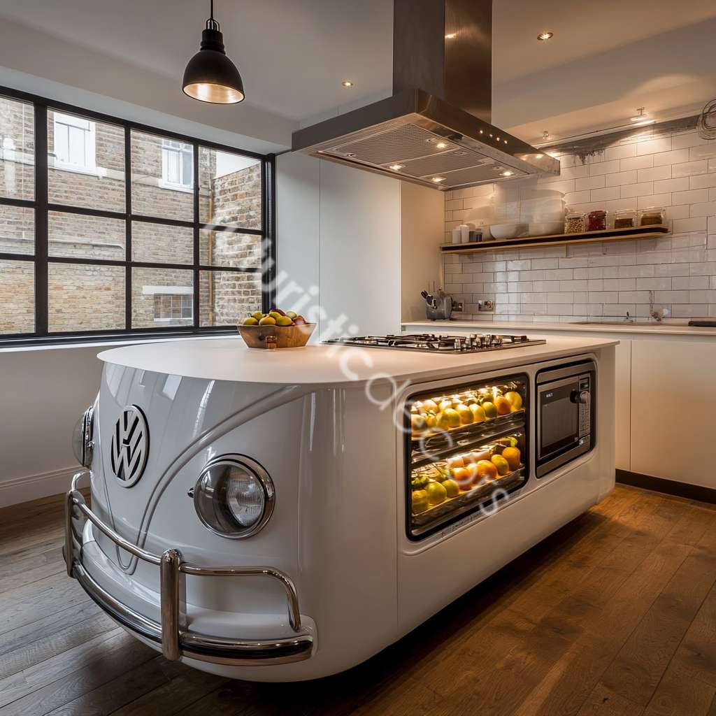 VW Bus Shaped Kitchen Island